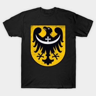 Poland / Lower Silesian Voivodeship / Faded Style Vintage Look Flag Design T-Shirt